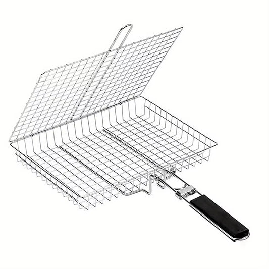 Grill Basket Stainless Steel Folding Grilling Baskets Outdoor Camping BBQ Rack Vegetable Steak Tool for Picnic Party Barbecue