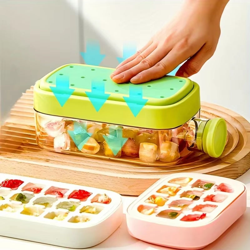 Ice Cube Mold Tray Press Ice Bottle Cup Kettle with Straw Whiskey Ice Cream Water Bottle Ice Cube Maker Easy Press to Release