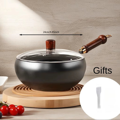 Ceramic Iron Pot Zhangqiu Large Belly Pot0Coated Traditional Handmade Iron Wok Home Cooking Pot Non-Stick Pan