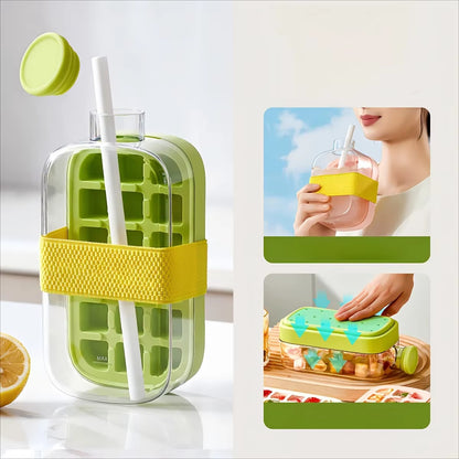 Ice Cube Mold Tray Press Ice Bottle Cup Kettle with Straw Whiskey Ice Cream Water Bottle Ice Cube Maker Easy Press to Release