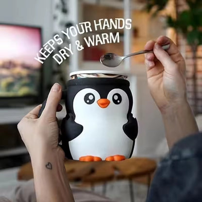 2025 New Cute Penguin Ice Cream Pint Holder, 3D Printing Pebbles the Penguin Ice Cream Pint Containers with Antifreeze Handle