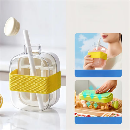 Ice Cube Mold Tray Press Ice Bottle Cup Kettle with Straw Whiskey Ice Cream Water Bottle Ice Cube Maker Easy Press to Release