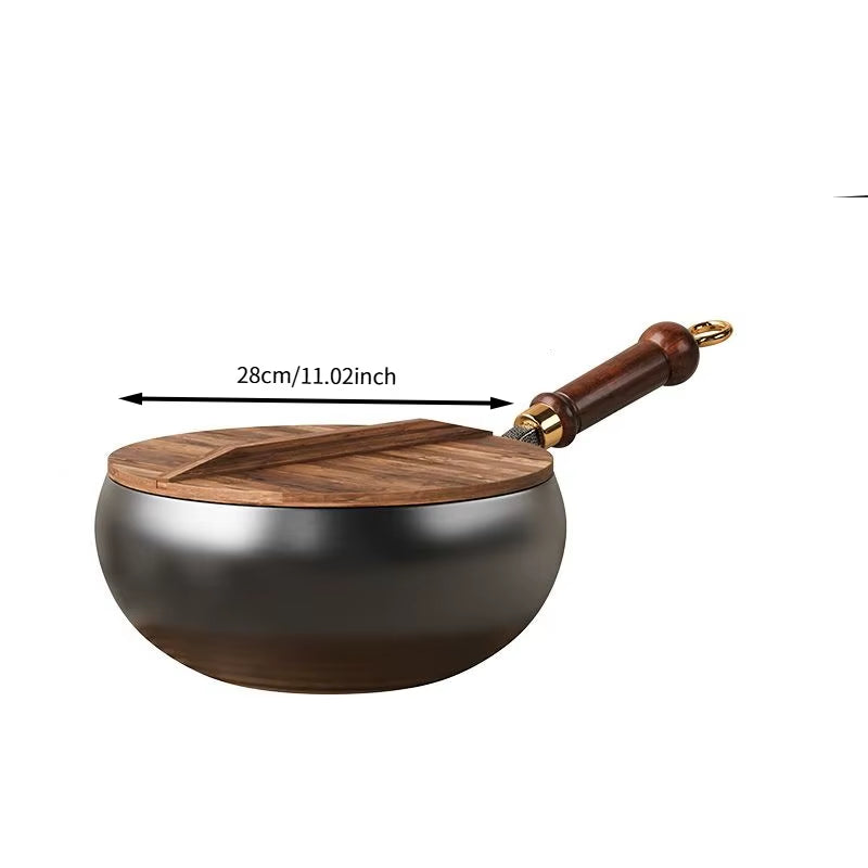 Ceramic Iron Pot Zhangqiu Large Belly Pot0Coated Traditional Handmade Iron Wok Home Cooking Pot Non-Stick Pan