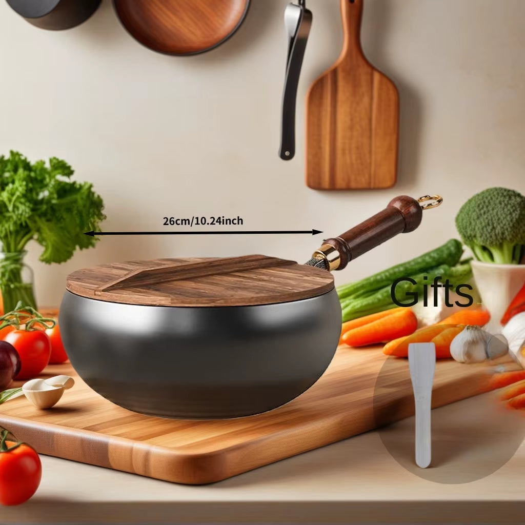 Ceramic Iron Pot Zhangqiu Large Belly Pot0Coated Traditional Handmade Iron Wok Home Cooking Pot Non-Stick Pan
